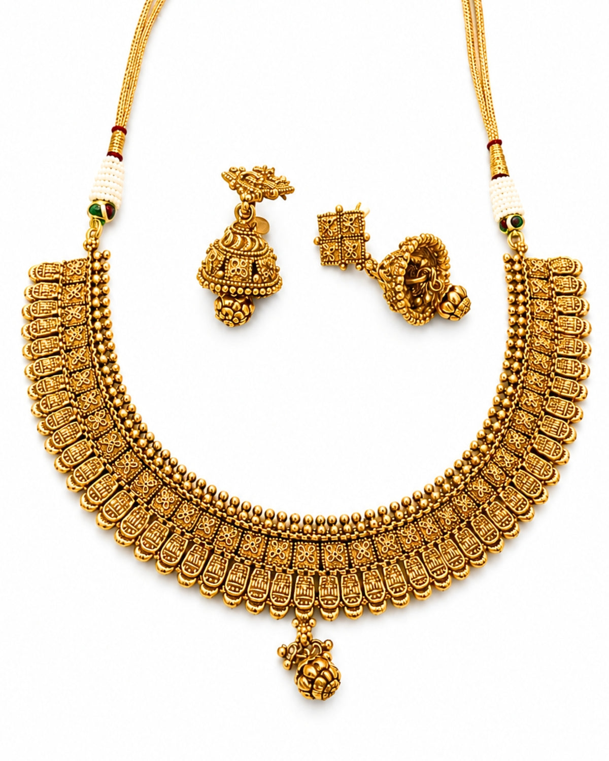 Gold-Plated Antique Broad Choker Necklace Set