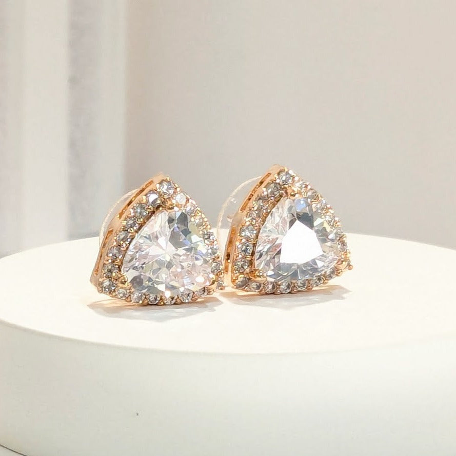 American Diamond Rose Gold Triangular AD Studs Earring