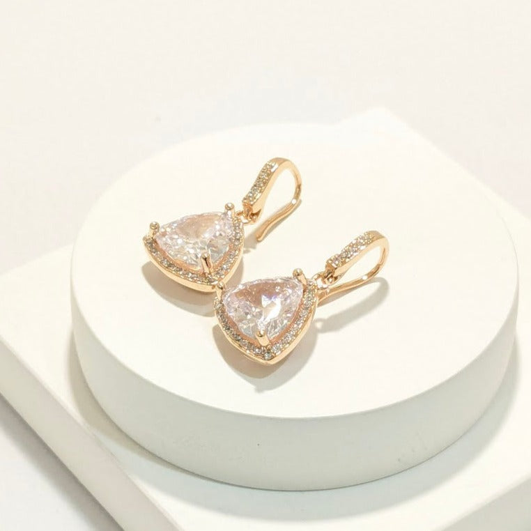 DIVA SERIES - Rose Gold Zirconia 5A Triangular Drops Earring