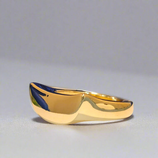 BOLD SERIES - 18k Gold Plated Half Moon Brass Adjustable Finger Ring