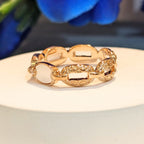 PRIMA DONNA SERIES - Oval Mother of Pearls Rose Gold Plated Linear Adjustable Finger Ring in Brass