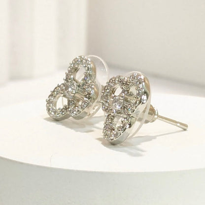 DIVA SERIES - Rhodium Plated AD Tri Circular Studs Earring