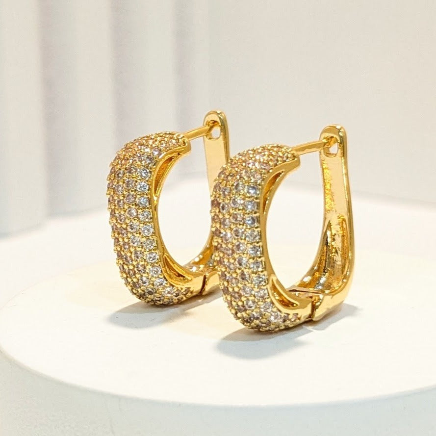 18K Gold Plated Zirconia Square Loops Earring