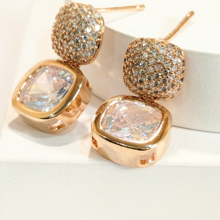 5A Zircon Rose Gold Hanging Studs Earring