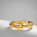 BOLD SERIES - 18K Gold Plated  Dumble Shaped Brass Adjustable Square Finger Ring