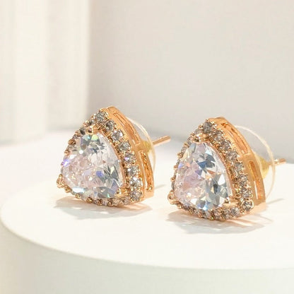 American Diamond Rose Gold Triangular AD Studs Earring