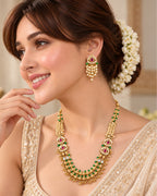 Jadau Gold Emerald and Ruby Traditional Necklace Set