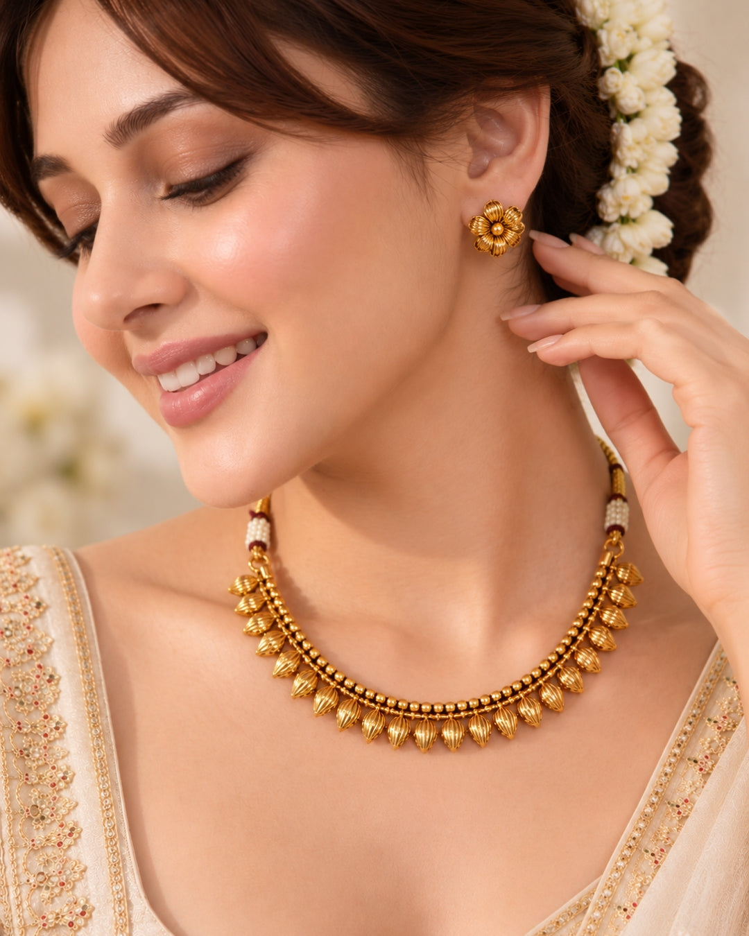 Traditional Gold Plated Drop Necklace Set