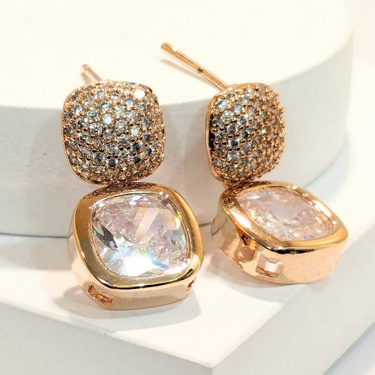 5A Zircon Rose Gold Hanging Studs Earring