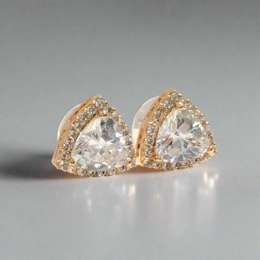 American Diamond Rose Gold Triangular AD Studs Earring