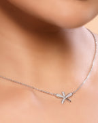 Rhodium Plated Floral Pendant Western Necklace with Stud Earrings