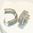 DIVA SERIES - Rhodium Plated Cubic 5A Zirconia Three Layered Loop Earring