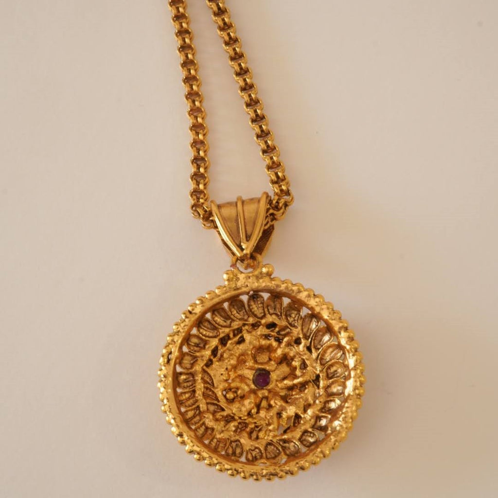 Radiant Round Floral Brass Pendant Set