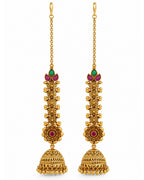 Traditional Brass 22K Micron Gold Plated Chain Jhumka Earrings