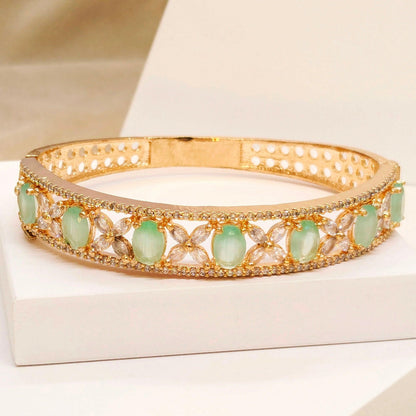 18K Gold Finish Bracelet Studded with Multiple Mint Green Stone