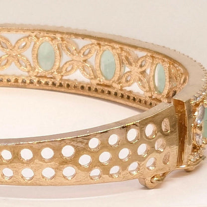 18K Gold Finish Bracelet Studded with Multiple Mint Green Stone