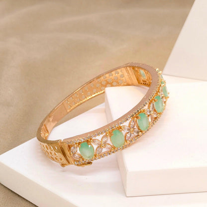 18K Gold Finish Bracelet Studded with Multiple Mint Green Stone