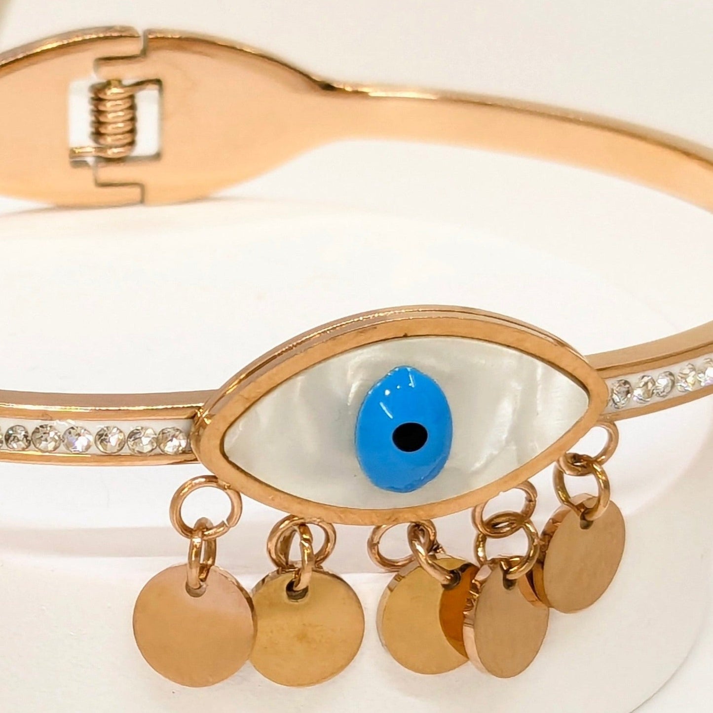 Rose Gold Plated Evil's Eye Zirconia Studded Charm Bracelet