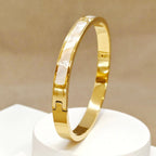 Elegant Mother of Pearl with Studded 5A Zirconia 18K Gold Plated Bracelet