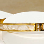 Elegant Mother of Pearl with Studded 5A Zirconia 18K Gold Plated Bracelet