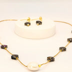 Beautiful White Pearl with Transparent Star Shaped Crystal Necklace Set