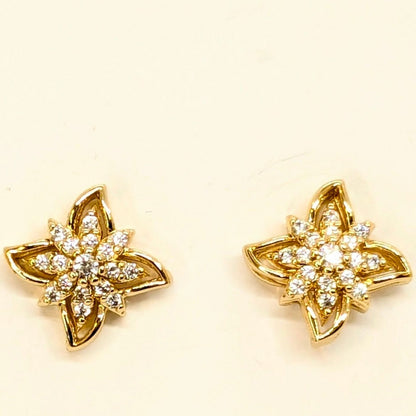 Star Shaped Studs AD Flowers - Gold Finish