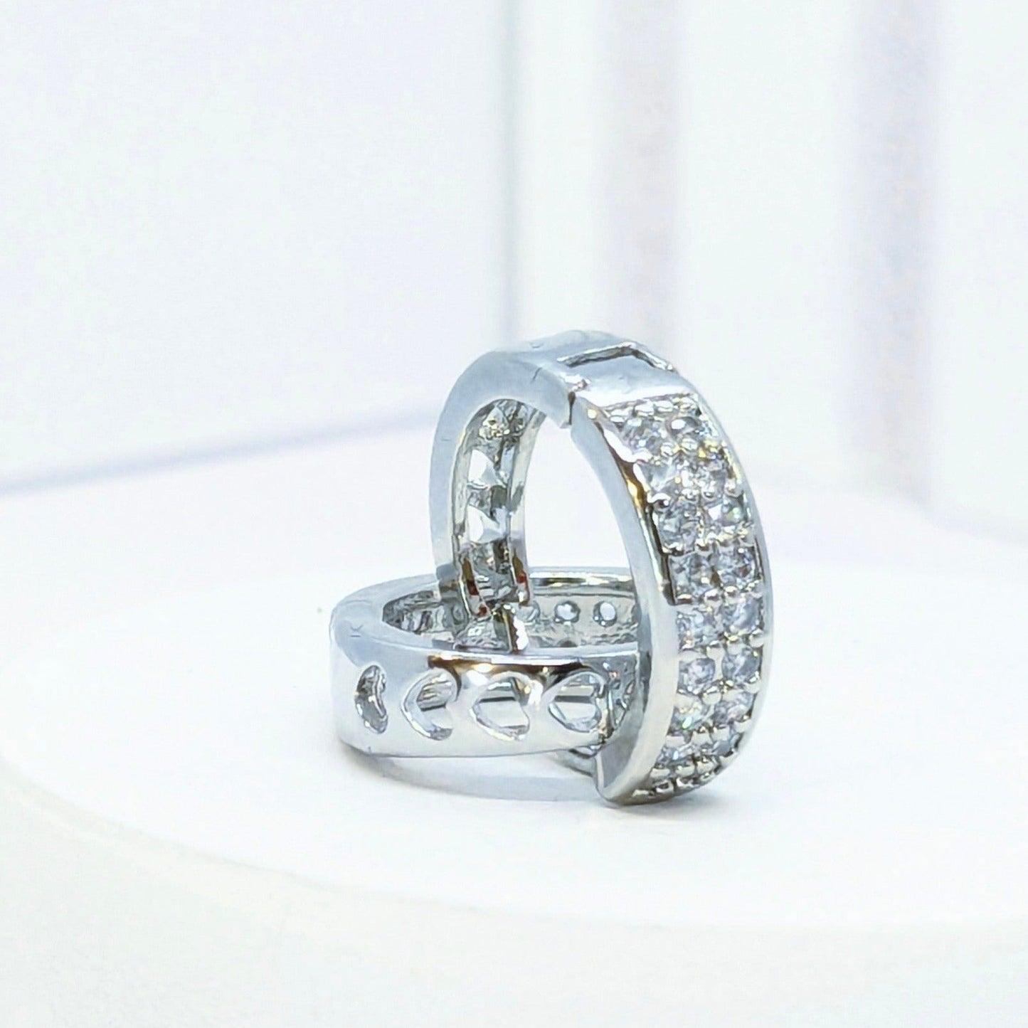 Rhodium Plated Zircon Fashion Hoop Earrings