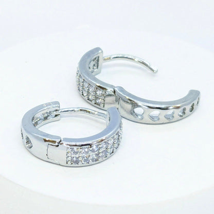 Rhodium Plated Zircon Fashion Hoop Earrings