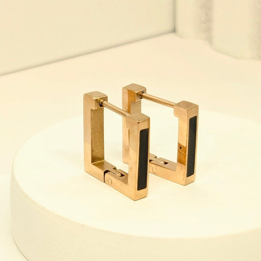 Square Hoop Earrings in Rose Gold Finish