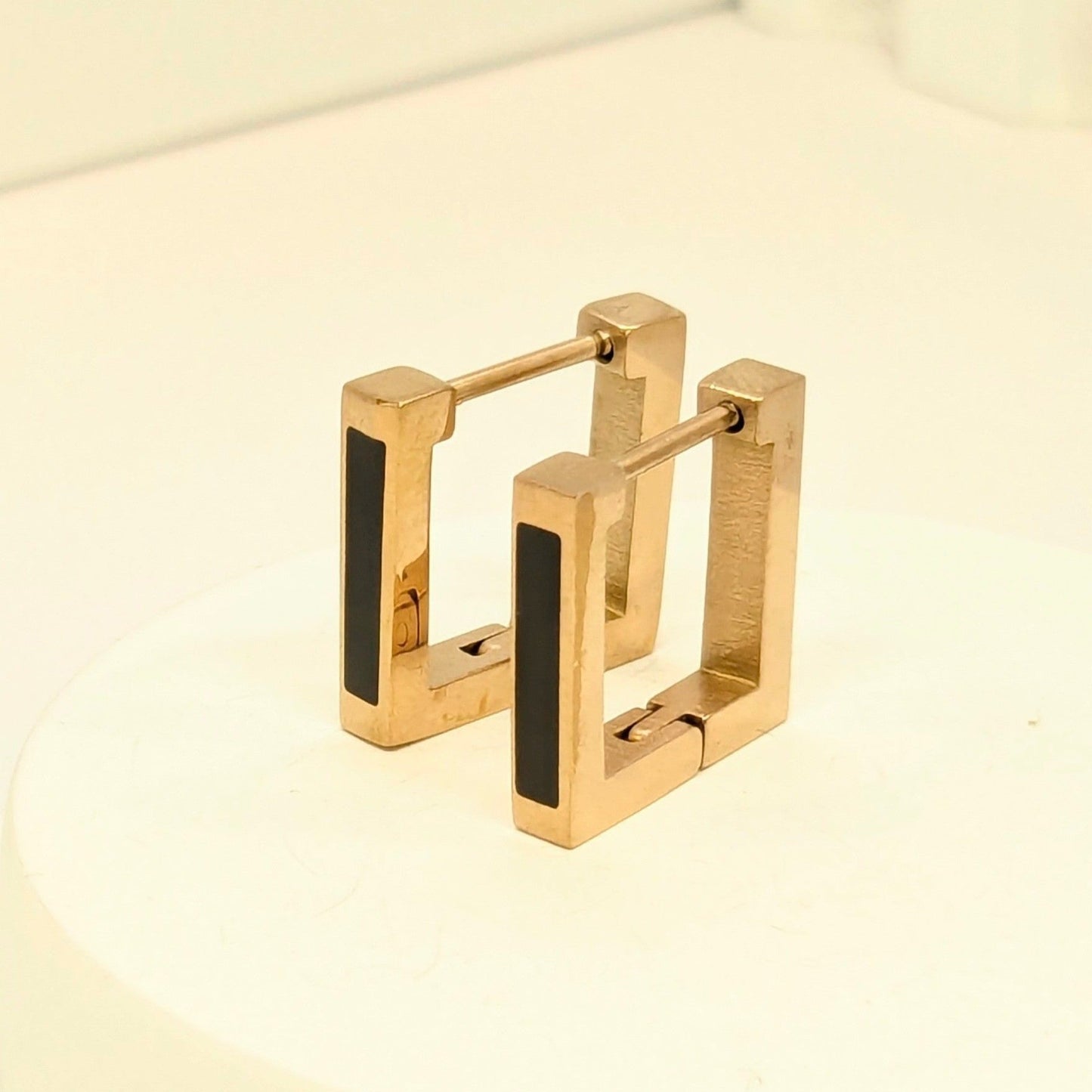 Square Hoop Earrings in Rose Gold Finish