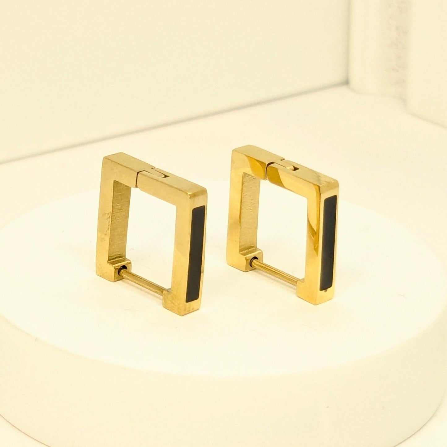 Square Hoop Earrings Gold Finish