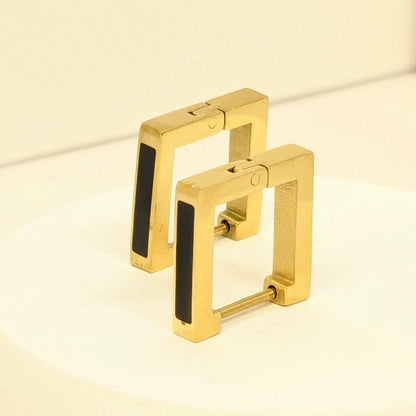 Square Hoop Earrings Gold Finish