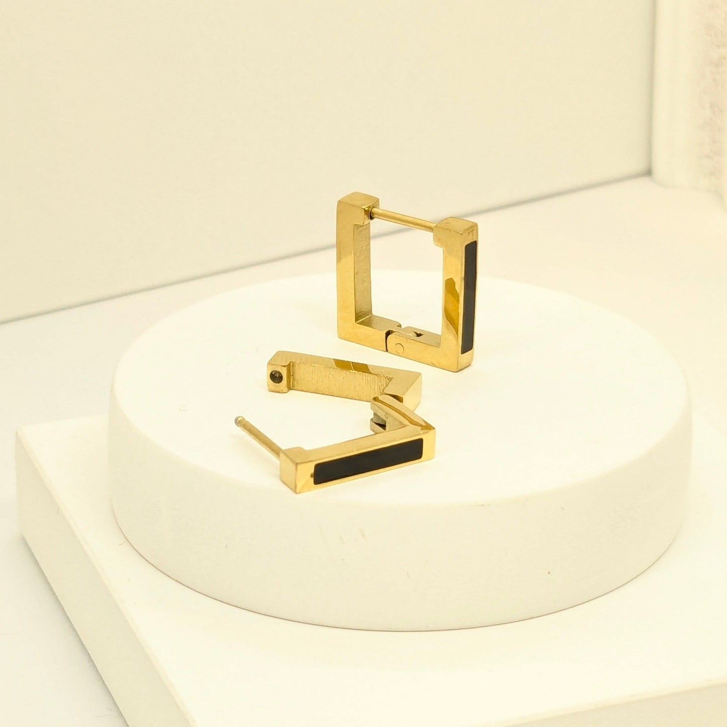 Square Hoop Earrings Gold Finish