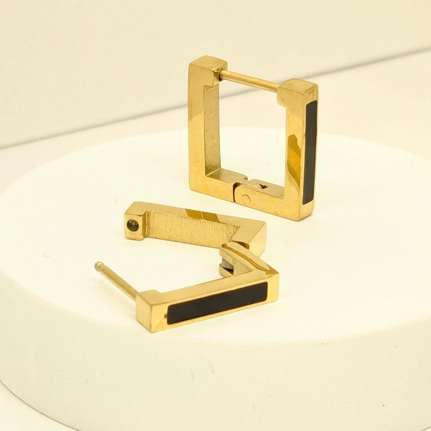 Square Hoop Earrings Gold Finish