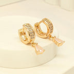 18k Gold Plated Cubic Zirconia 5A Boomerang Hoops Earring