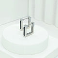Rhodium Plated Square Hoop Earrings