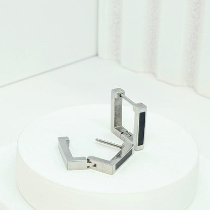 Rhodium Plated Square Hoop Earrings