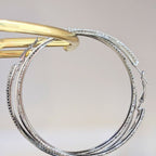 PRIMA DONNA SERIES - Oxidized Zirconia 5A 3 Layered Large Loop Earrings