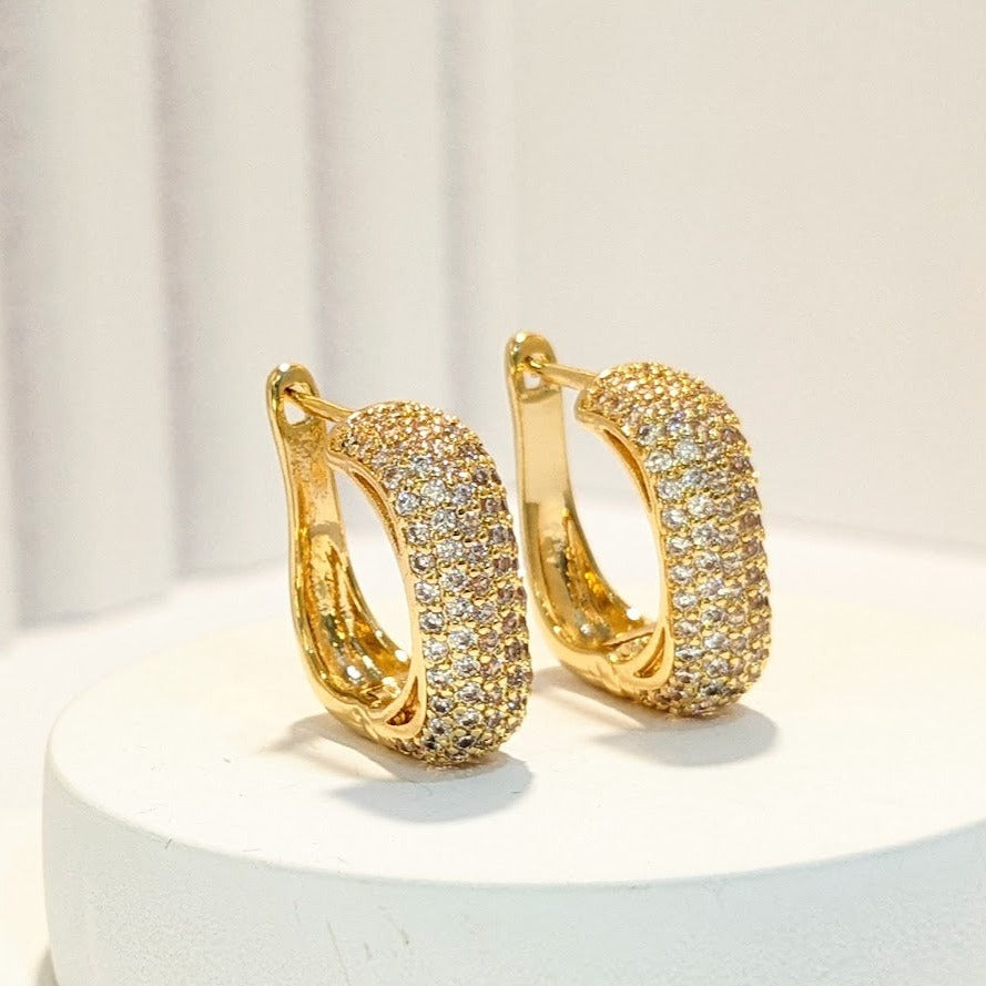 18K Gold Plated Zirconia Square Loops Earring