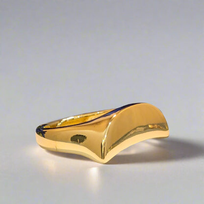 BOLD SERIES - 18k Gold Plated Half Moon Brass Adjustable Finger Ring