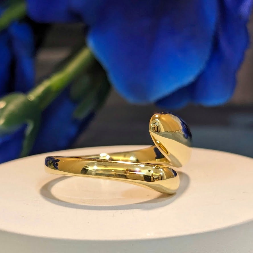 BOLD SERIES - 18K Gold Plated Big and Small Ovals Brass Adjustable Finger Ring