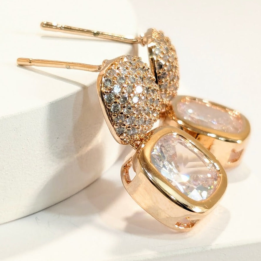 5A Zircon Rose Gold Hanging Studs Earring