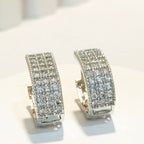 DIVA SERIES - Rhodium Plated Cubic 5A Zirconia Three Layered Loop Earring