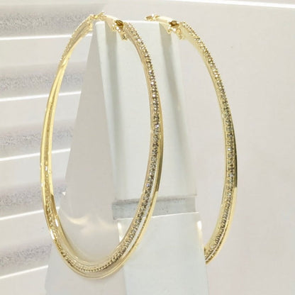 PRIMA DONNA SERIES - 18k Gold Plated Zirconia 5A Three Layered Large Loop Earrings