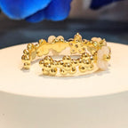 PRIMA DONNA SERIES - Alternate Mother of Pearl and 5A Zirconia flowers in 18K Gold Plated Adjustable Finger Ring