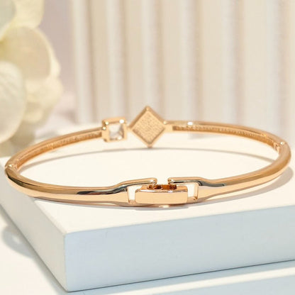 PRIMA DONNA PREMIUM SERIES- Mother Of Pearl with Square Zirconia 5A Rose Gold - Brass Bracelet