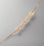 PRIMA DONNA SERIES - Leafy White Crystals with 5A Zirconia Rose Gold Plated Brass Chain Bracelet