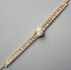 DIVA SERIES - Linear 5A Cubic Zirconia with Solitaire in 18k Gold Plating Anti Tarnish Water Resistant Chain Bracelet