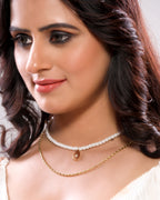 Multilayer Beaded Gold Chain Western Necklace with Bold Drop