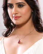 Rose Gold Plated Bold Red Triangle Crystal Pendant Western Necklace